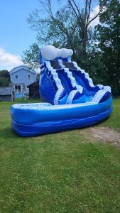 19-foot Curved Waterslide Wave Blue Capture Culture Party Rentals