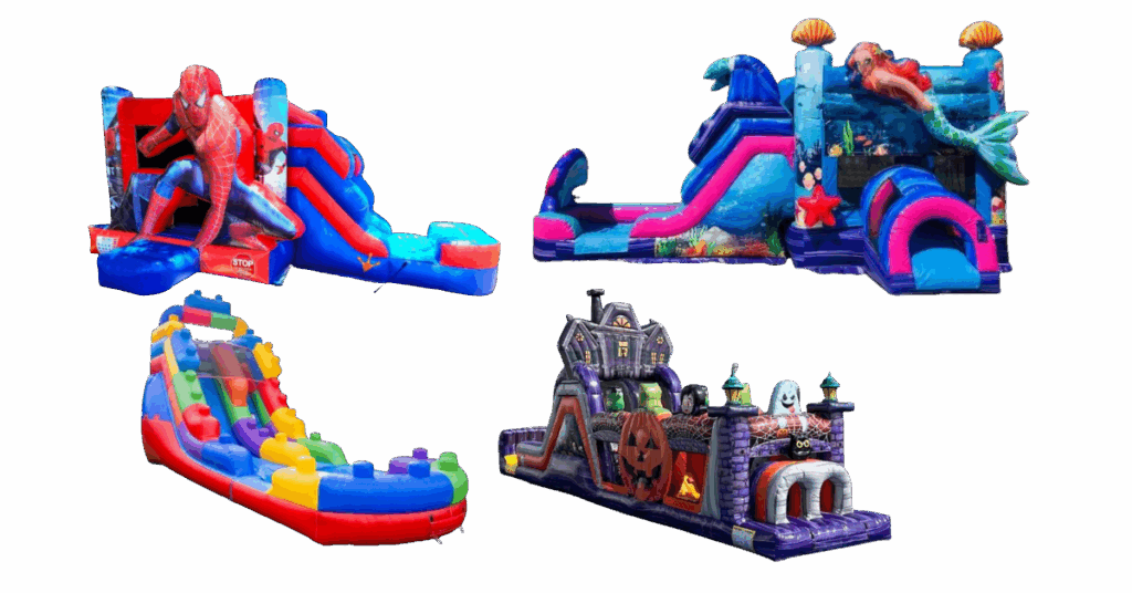 Capture culture party rentals inflatables halloween mermaid spiderman waterslide obtacle course 1 Home
